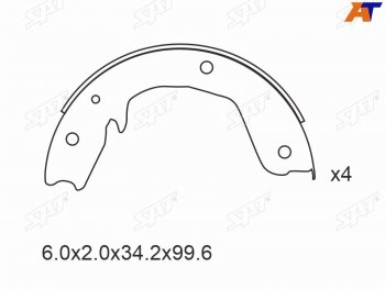 2 149 р. Колодки тормозные задние RH-LH SAT  Mitsubishi Pajero ( 3 V70,  3 V60,  4 V90,  4 V80) (1999-2020) дорестайлинг, дорестайлинг, рестайлинг, рестайлинг, дорестайлинг, дорестайлинг, 1-ый рестайлинг, 3 дв. 1-ый рестайлинг, 2-ой рестайлинг  с доставкой в г. Набережные‑Челны. Увеличить фотографию 2