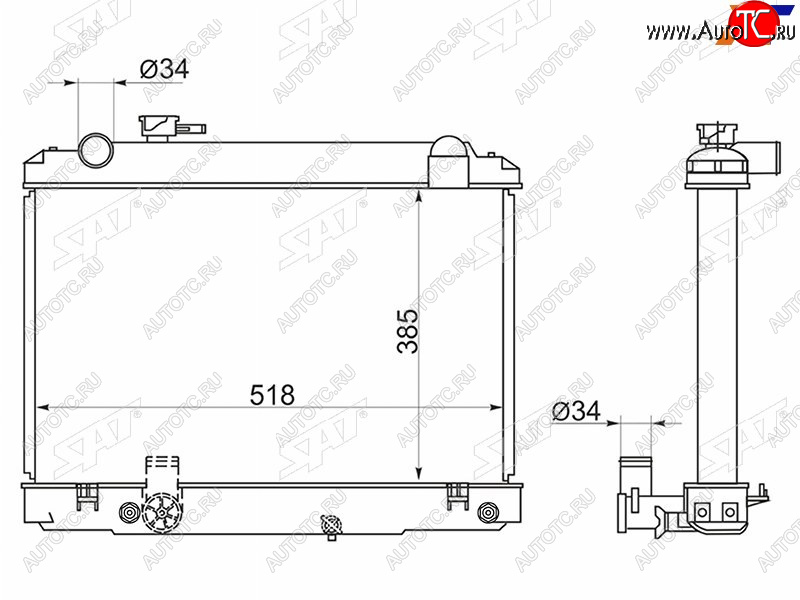 12 849 р. Радиатор SAT Toyota Town Ace 3 (1996-2008) (применимо для Тoyota Dyna 95-99)  с доставкой в г. Набережные‑Челны