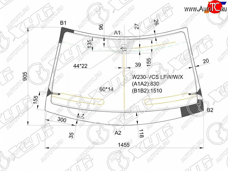 12 349 р. Стекло лобовое (Антенна Датчик дождя) XYG  Mercedes-Benz SL class  R230 (2002-2013)  с доставкой в г. Набережные‑Челны