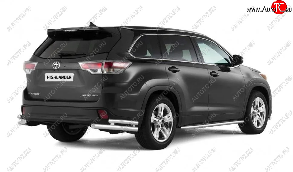 24 999 р. Защита заднего бампера (двойная, уголки d63/51 мм) Toyota Highlander XU50 рестайлинг (2016-2020)  с доставкой в г. Набережные‑Челны