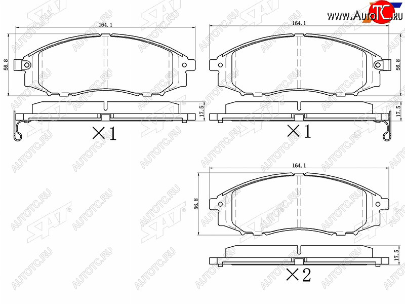 1 349 р. Колодки тормозные перед FR-FL SAT  Nissan Navara (1 D22,  2 D40,  3 D23), NP300, Pathfinder (R50,  R51)  с доставкой в г. Набережные‑Челны