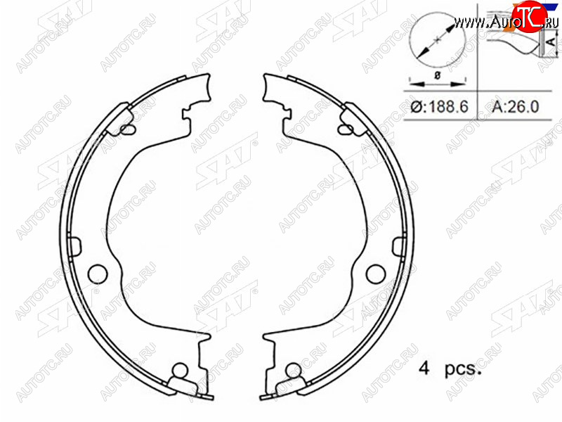 1 699 р. Колодки тормозные барабанные задние RH-LH SAT  Chevrolet Captiva ( CN202S) (2006-2024), Opel Antara (2006-2015)  с доставкой в г. Набережные‑Челны