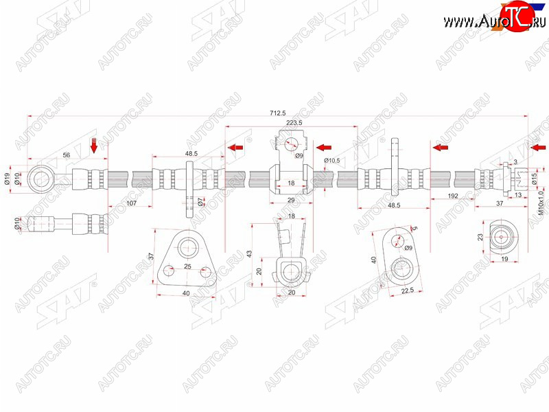 1 439 р. Шланг тормозной перед (Таиланд) RH SAT  Honda Accord  CB - Ascot  CE  с доставкой в г. Набережные‑Челны