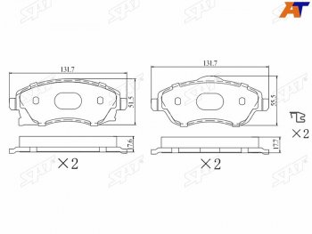 Колодки тормозные перед FR-FL SAT  Corsa  C, Meriva  A