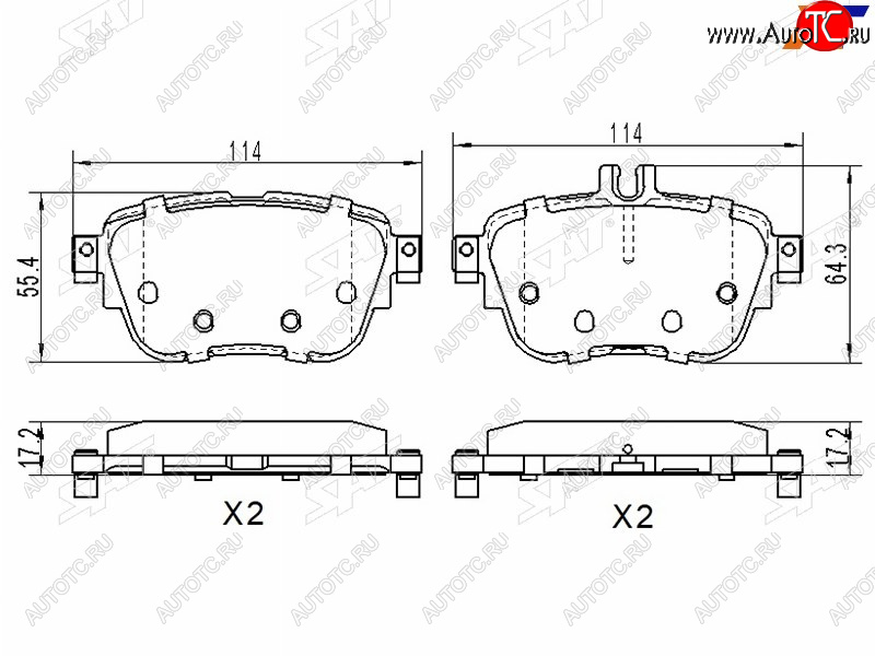 1 389 р. Колодки тормозные задние RH-LH SAT  Mercedes-Benz E-Class  S213 (2016-2024) универсал дорестайлинг, универсал рестайлинг  с доставкой в г. Набережные‑Челны