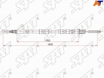 Трос ручного тормоза LH SAT Toyota (Тойота) Avensis (Авенсис)  T220 седан (1997-2001) T220 седан дорестайлинг  (барабанные тормоза)