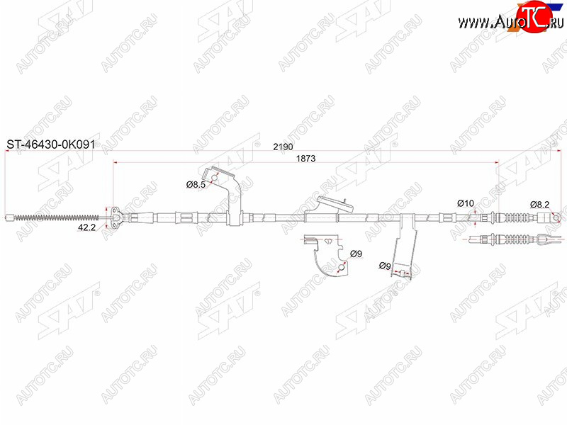 2 599 р. Трос стояночного тормоза LH SAT Toyota Hilux AN10,AN20 дорестайлинг (2004-2008)  с доставкой в г. Набережные‑Челны