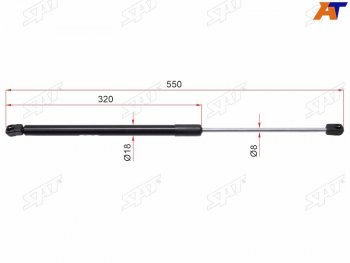  Упоры багажника SAT Audi (Ауди) A3 (А3) ( 8P1 хэтчбэк 3 дв.,  8PA хэтчбэк 5 дв.) (2004-2008) 8P1 хэтчбэк 3 дв., 8PA хэтчбэк 5 дв. 1-ый рестайлинг, 1-ый рестайлинг