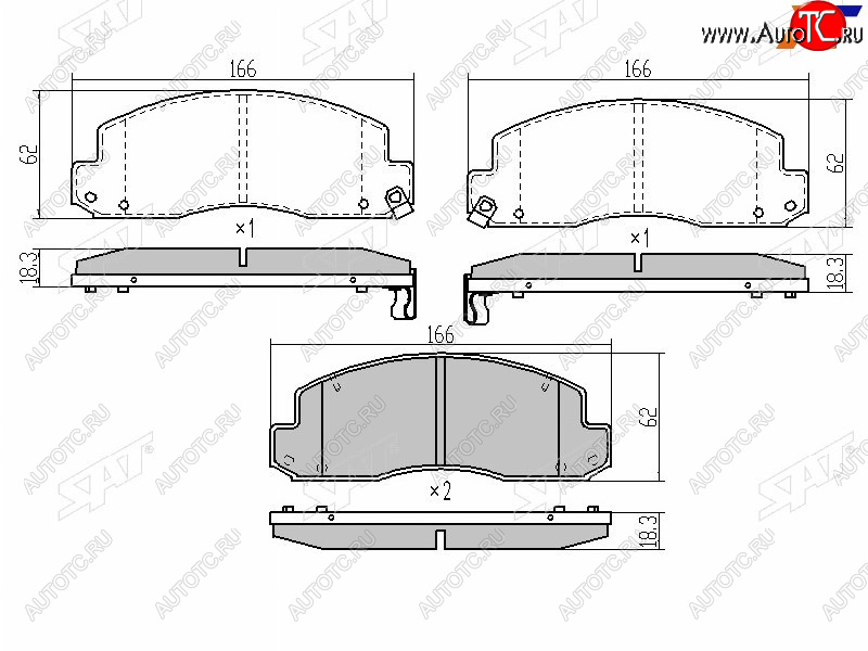 1 599 р. Колодки тормозные перед FL-FR SAT  Toyota Dyna  XZU (2002-2006) бортовой грузовик рестайлинг  с доставкой в г. Набережные‑Челны