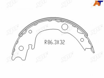 Колодки барабанные задние RH-LH SAT Toyota Wish XE20 дорестайлинг (2009-2012)  (комплект 4шт)