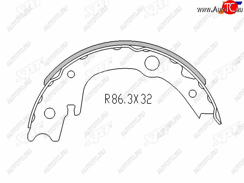 1 259 р. Колодки барабанные задние RH-LH SAT Toyota Wish XE20 дорестайлинг (2009-2012) (комплект 4шт)  с доставкой в г. Набережные‑Челны