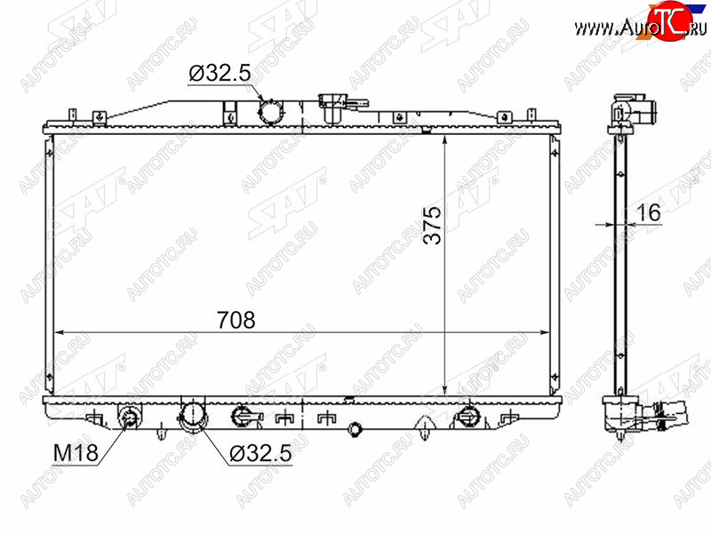 8 549 р. Радиатор SAT  Honda Accord ( CL,  CM) (2002-2008) седан дорестайлинг, универсал дорестайлинг, седан рестайлинг, универсал рестайлинг  с доставкой в г. Набережные‑Челны