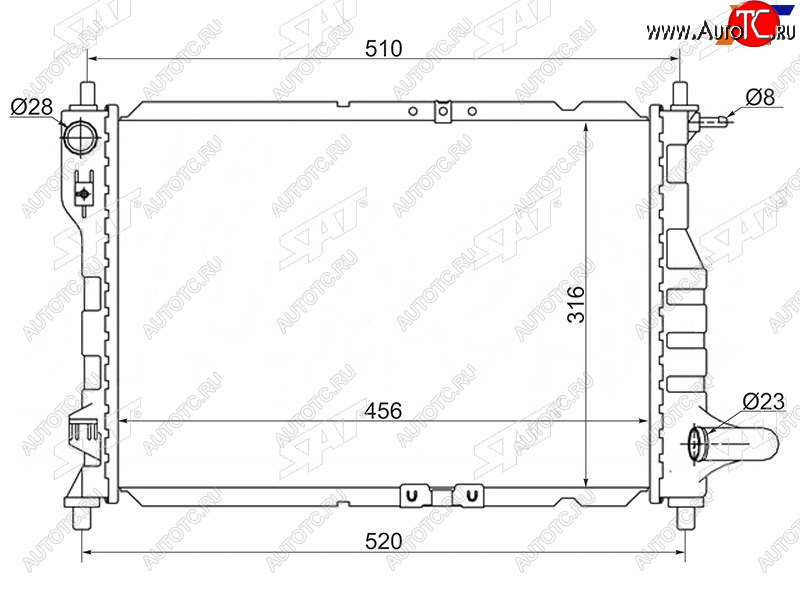 3 089 р. Радиатор SAT  Chevrolet Spark  M200,250 (2005-2010), Daewoo Matiz  M100 (1998-2000)  с доставкой в г. Набережные‑Челны