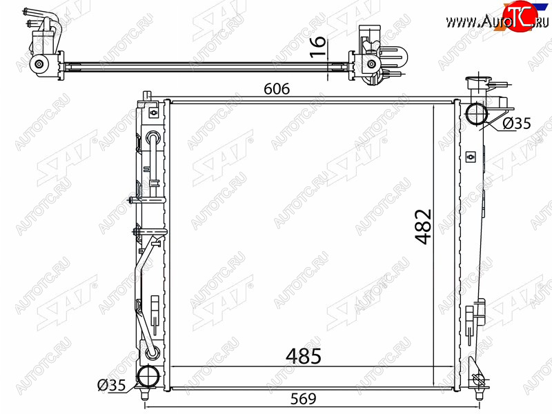 8 599 р. Радиатор охлаждающей жидкости SAT  Hyundai IX35  LM (2009-2018), KIA Sportage  3 SL (2010-2016)  с доставкой в г. Набережные‑Челны
