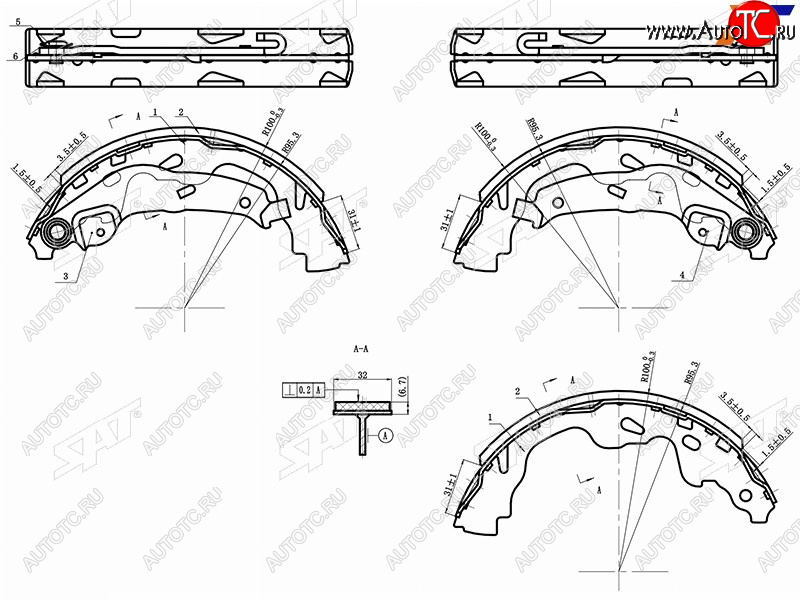 1 189 р. Колодки тормозные барабанные задние RH-LH SAT  Suzuki Swift ( ZC,  ZC11S,ZC21S, ZD11S) (2003-2010), Toyota Aygo ( 2) (2005-2024), Toyota Corolla Verso  AR10 (2004-2009), Toyota Yaris  XP10 (1999-2005)  с доставкой в г. Набережные‑Челны