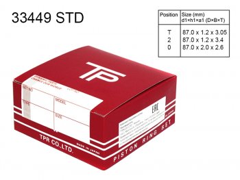 Кольца поршневые (комплект) STD 4G69 2,4 TPR Mitsubishi Lancer 9 CS седан 2-ой рестайлинг (2005-2009)