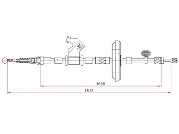 Трос ручного тормоза LH SAT Chevrolet Cruze J308 универсал рестайлинг (2012-2015)  (дисковые тормоза)