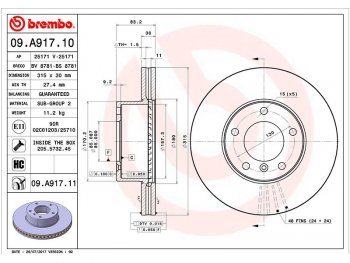 13 899 р. Передний тормозной диск(Ø315) BREMBO  Mercedes-Benz G class  W463 - GL class ( X164,  X166)  с доставкой в г. Набережные‑Челны. Увеличить фотографию 1