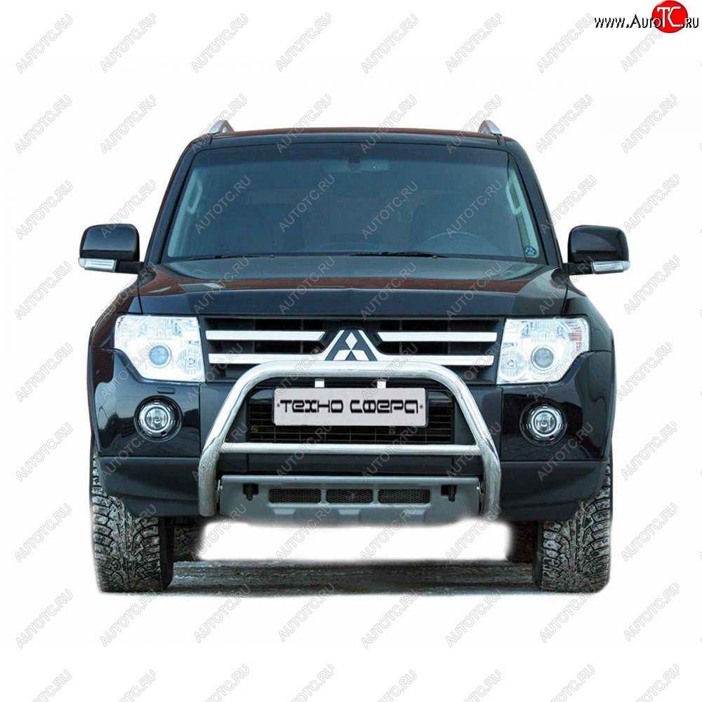 10 599 р. Передок низкий крашенная d63.5, Техно Сфера Mitsubishi Pajero 4 V90 дорестайлинг (2006-2011) (Черный матовый)  с доставкой в г. Набережные‑Челны