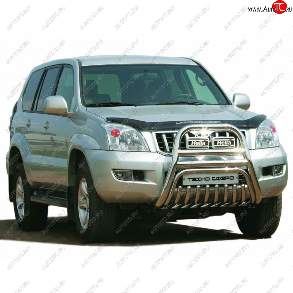 36 699 р.  Передок с защитой двигателя нержавейка d63.5, Техно Сфера  Toyota Land Cruiser Prado  J120 (2002-2009) (Нержавейка)  с доставкой в г. Набережные‑Челны