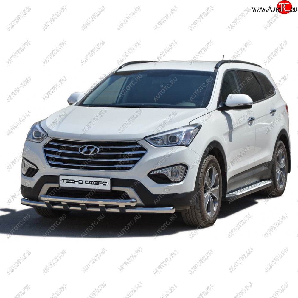 27 799 р. Пороги бумер алюминиевые с резинкой, Техно Сфера  Hyundai Grand Santa Fe  1 DM (2013-2018) дорестайлинг, рестайлинг (Черный глянец)  с доставкой в г. Набережные‑Челны