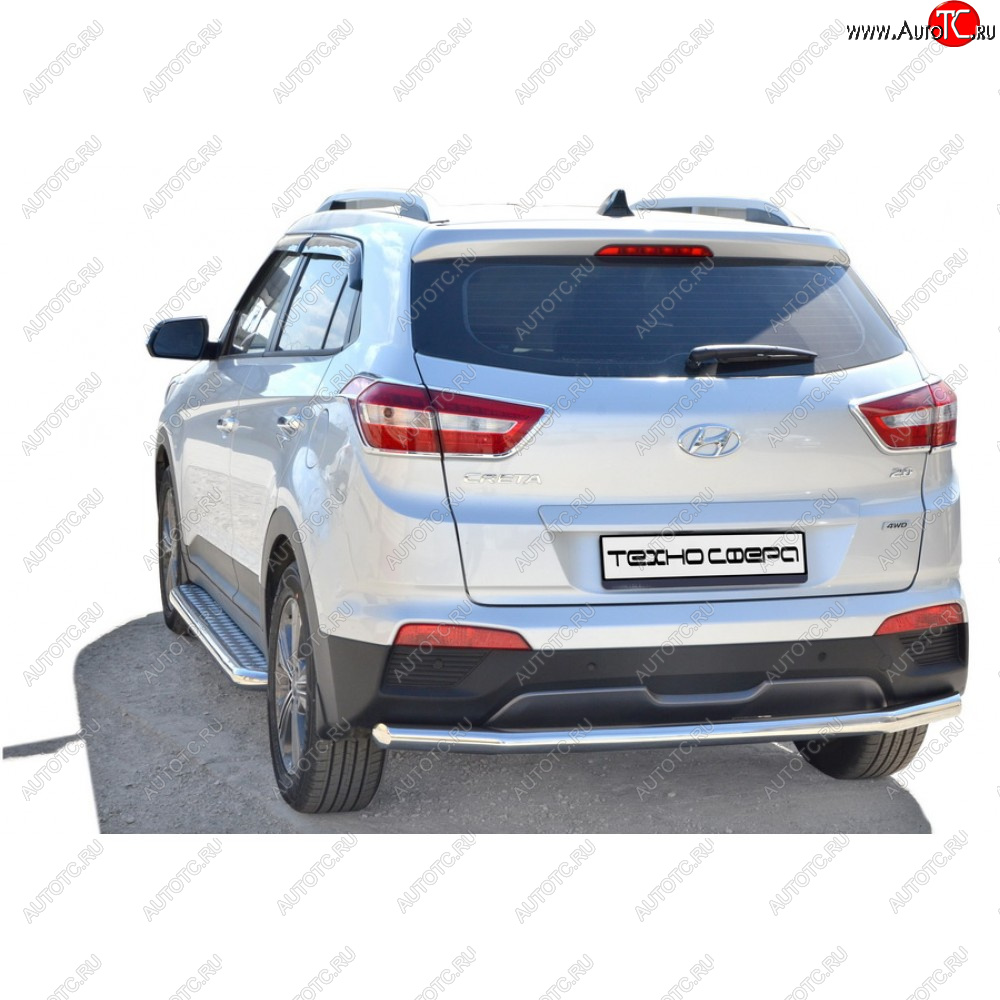 8 799 р. Защита заднего бампера d63,5 Техно Сфера  Hyundai Creta ( GS,  SU) (2015-2022) дорестайлинг, рестайлинг (черный глянцевый)  с доставкой в г. Набережные‑Челны