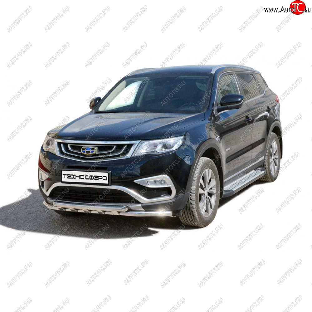 24 999 р. Защита передатруба двойная нержавейка d51, Техно Сфера  Geely Atlas  NL3 (2016-2022) (Нержавейка)  с доставкой в г. Набережные‑Челны