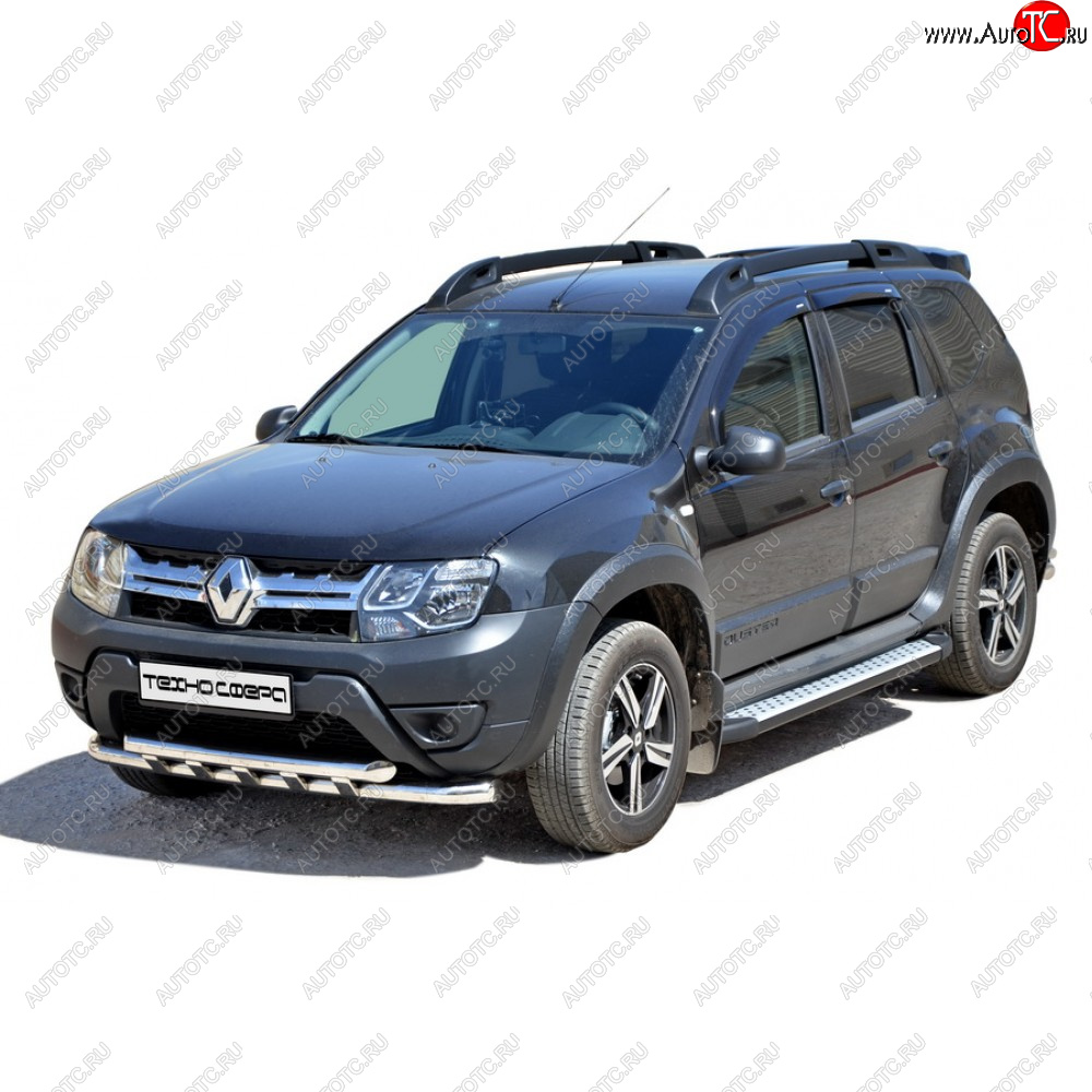 28 899 р. Защита переда труба двойна нержавейка d63.5, Техно Сфера  Renault Duster ( HS,  HM) (2010-2024) дорестайлинг, рестайлинг, рестайлинг (Нержавейка)  с доставкой в г. Набережные‑Челны