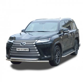 44 999 р. Защита переда труба двойная нержавейка d76, d51, Техно Сфера  Lexus LX600  J310 (2021-2022) (Нержавейка)  с доставкой в г. Набережные‑Челны. Увеличить фотографию 1