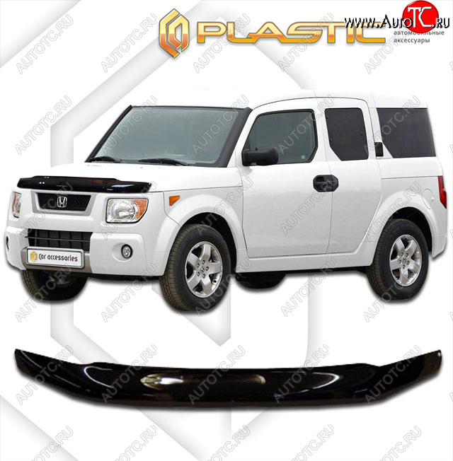 2 049 р. Дефлектор капота CA-Plastic  Honda Element  1 (2003-2008) YH дорестайлинг, YH 1-ый рестайлинг (classic черный, без надписи)  с доставкой в г. Набережные‑Челны