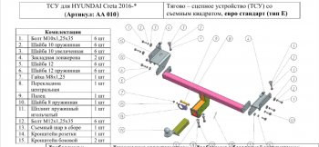 9 399 р. Фаркоп (шар E) Авто-Арсенал Hyundai Creta GS дорестайлинг (2015-2019)  с доставкой в г. Набережные‑Челны. Увеличить фотографию 8