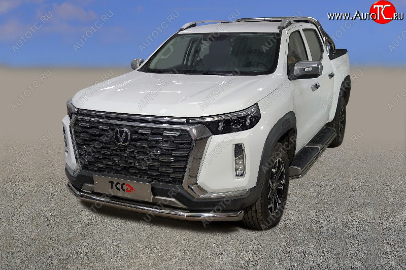 27 999 р. Защита переднего бампера нижняя 76,1 мм ТСС Тюнинг  Changan Hunter Plus (2022-2024) пикап (нержавейка)  с доставкой в г. Набережные‑Челны