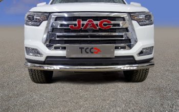 Защита переднего бампера нижняя с ДХО 76,1 мм ТСС Тюнинг JAC T6 пикап (2018-2024)  (нержавейка)