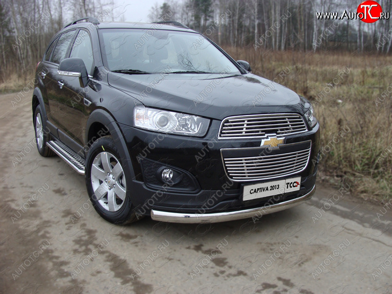 17 749 р. Защита переднего бампера овальная 75х42 мм ТСС тюнинг  Chevrolet Captiva (2013-2016) 2-ой рестайлинг (нержавейка)  с доставкой в г. Набережные‑Челны