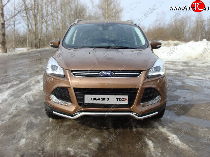 10 949 р. Защита переднего бампера нижняя d42,4 мм ТСС Тюнинг Ford Kuga 2 дорестайлинг (2013-2016) (нержавейка)  с доставкой в г. Набережные‑Челны