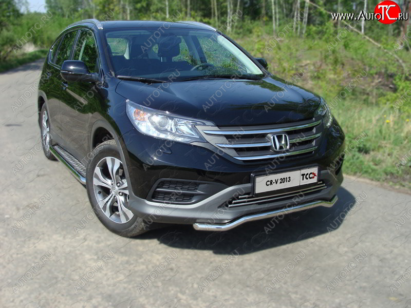 10 949 р. Защита переднего бампера кенгурин короткий d42,4 мм ТСС Тюнинг Honda CR-V RM1,RM3,RM4 дорестайлинг (2012-2015) (нержавейка)  с доставкой в г. Набережные‑Челны