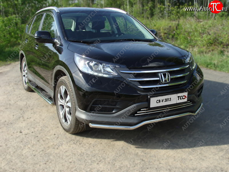 28 849 р. Пороги овальные с накладкой 120х60 мм ТСС Тюнинг  Honda CR-V  RM1,RM3,RM4 (2012-2015) дорестайлинг (серые)  с доставкой в г. Набережные‑Челны