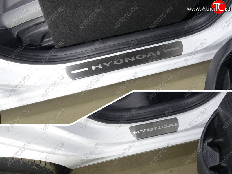 4 699 р. Накладки на пороги (4шт) ТСС Тюнинг  Hyundai I30  3 PD - I30 Fastback  PD (лист шлифованный надпись Hyundai )  с доставкой в г. Набережные‑Челны