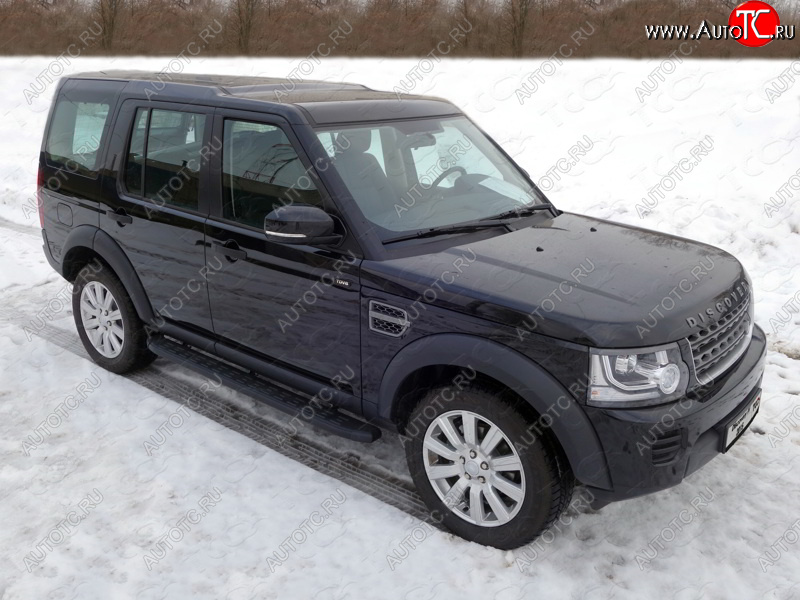 21 349 р. Пороги алюминиевые с пластиковой накладкой ТСС Тюнинг  Land Rover Discovery  4 L319 (2009-2016) (карбон черные)  с доставкой в г. Набережные‑Челны