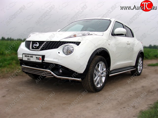 16 399 р. Защита переднего бампера кенгурин 42,4*16 мм ТСС Тюнинг Nissan Juke 1 YF15 дорестайлинг (2010-2014) (нержавейка)  с доставкой в г. Набережные‑Челны