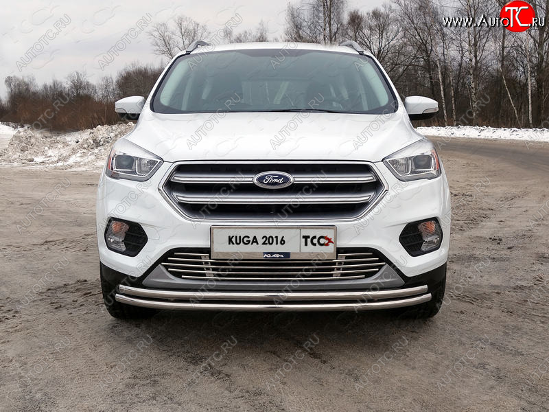 6 449 р. Рамка гос. номера ТСС Тюнинг  Ford Kuga  2 (2016-2019) рестайлинг (нержавейка)  с доставкой в г. Набережные‑Челны