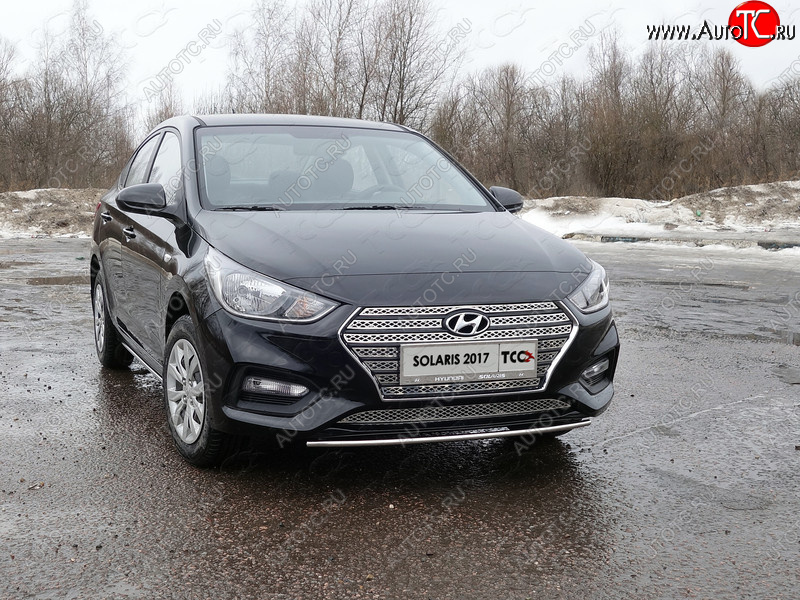 6 449 р. Рамка гос. номера ТСС Тюнинг  Hyundai Solaris  HCR (2017-2020) седан дорестайлинг (нержавейка)  с доставкой в г. Набережные‑Челны