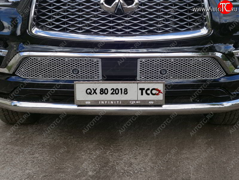 6 449 р. Рамка гос. номера ТСС Тюнинг  INFINITI QX80  Z62 (2018-2024) 2-ой рестайлинг (нержавейка)  с доставкой в г. Набережные‑Челны