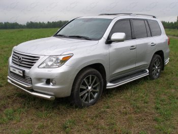 Защита порогов алюминий 42,4 мм, ТСС Тюнинг Lexus (Лексус) LX570 (ЛХ)  J200 (2007-2012) J200 дорестайлинг