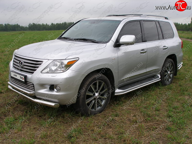 14 449 р. Защита порогов алюминий 42,4 мм, ТСС Тюнинг  Lexus LX570  J200 (2007-2012) дорестайлинг  с доставкой в г. Набережные‑Челны