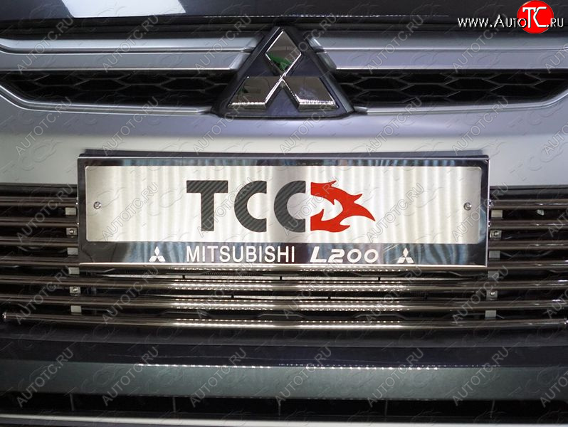 5 299 р. Рамка гос. номера ТСС Тюнинг Mitsubishi L200 5 KK,KL рестайлинг (2018-2022) (нержавейка)  с доставкой в г. Набережные‑Челны