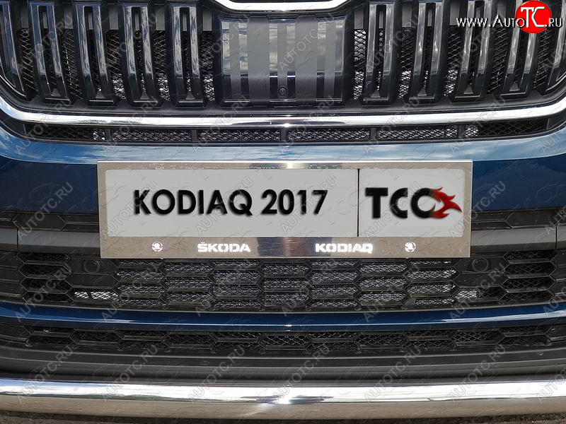 6 449 р. Рамка гос. номера ТСС Тюнинг  Skoda Kodiaq  NU7 (2017-2021) дорестайлинг (нержавейка)  с доставкой в г. Набережные‑Челны