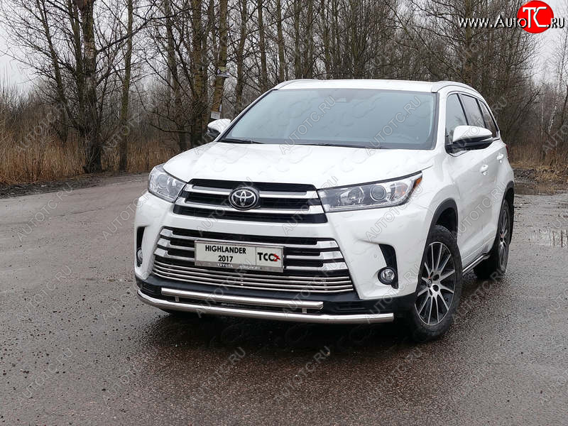 6 449 р. Рамка гос. номера ТСС Тюнинг Toyota Highlander XU50 рестайлинг (2016-2020) (нержавейка)  с доставкой в г. Набережные‑Челны