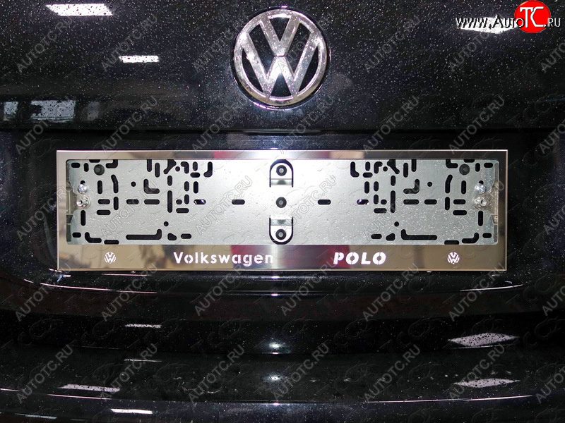 6 449 р. Рамка гос. номера ТСС Тюнинг Volkswagen Polo 5 хэтчбек рестайлинг (2015-2020) (нержавейка)  с доставкой в г. Набережные‑Челны