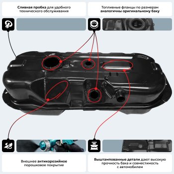 19 499 р. Топливный бак стальной (антикоррозия) Mitsubishi L200 3 K6T-K7T дорестайлинг (1996-2005)  с доставкой в г. Набережные‑Челны. Увеличить фотографию 17
